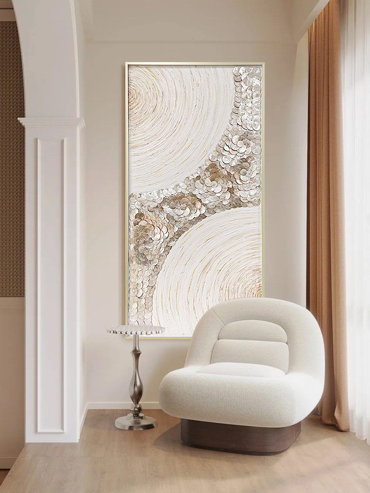 Geometric Capiz Shell Wall Art - Natural Ocean Shadow Box (Style D)