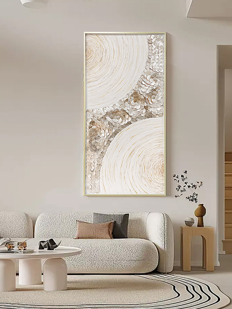 Geometric Capiz Shell Wall Art - Natural Ocean Shadow Box (Style C)