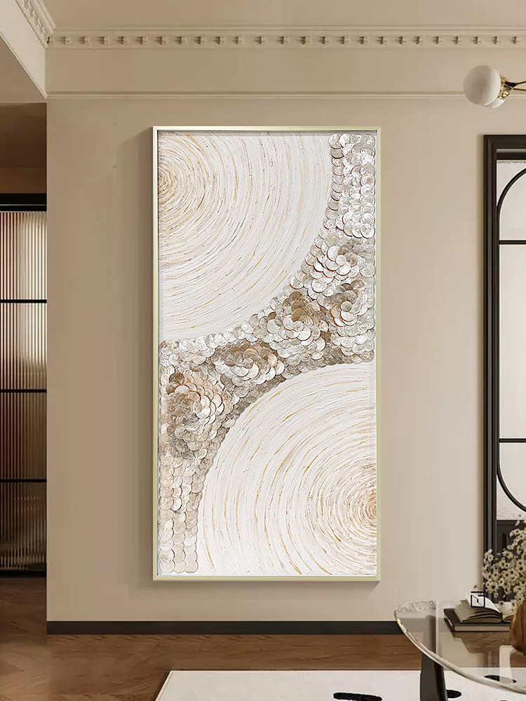 Geometric Capiz Shell Wall Art - Natural Ocean Shadow Box (Style D)