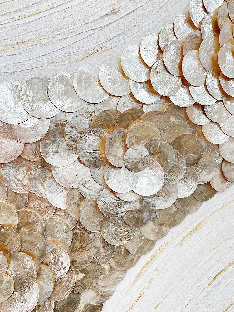 Geometric Capiz Shell Wall Art - Natural Ocean Shadow Box (Style C)