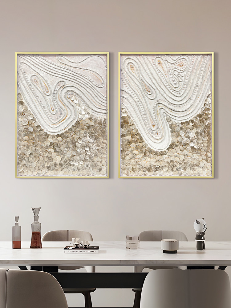 Abstract Acrylic & Capiz Shell Wall Art - 3D Ocean Painting