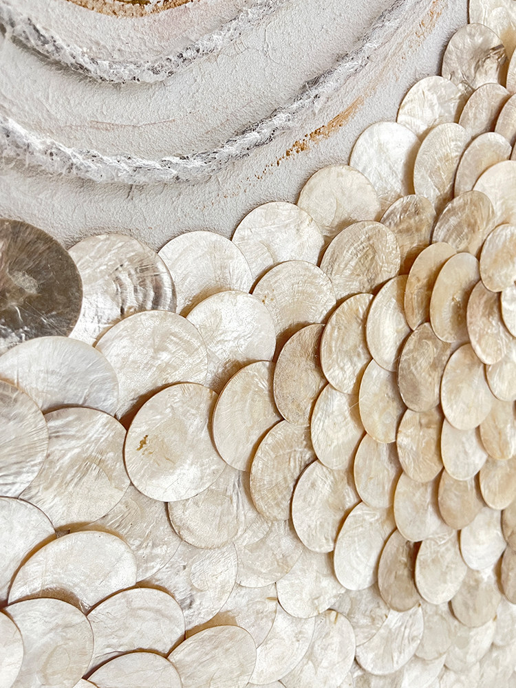Abstract Acrylic & Capiz Shell Wall Art - 3D Ocean Painting