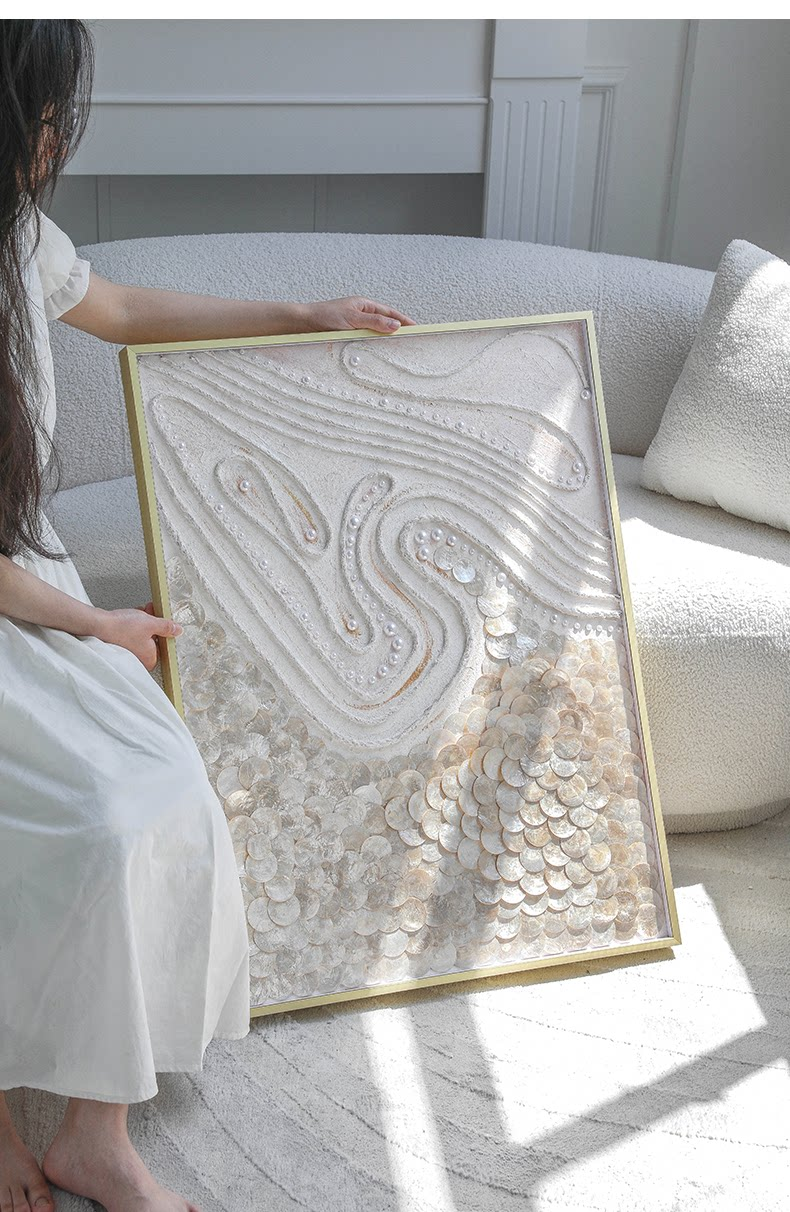 Abstract Acrylic & Capiz Shell Wall Art - 3D Ocean Painting