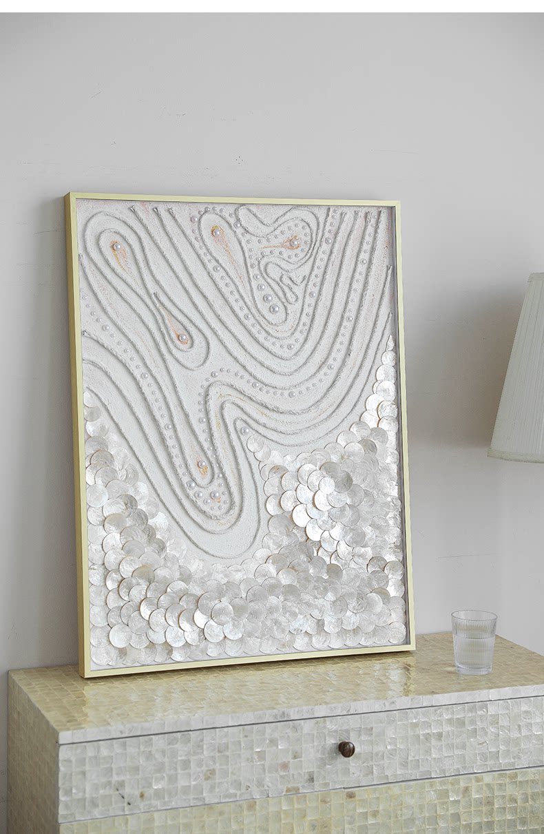 Abstract Acrylic & Capiz Shell Wall Art - 3D Ocean Painting