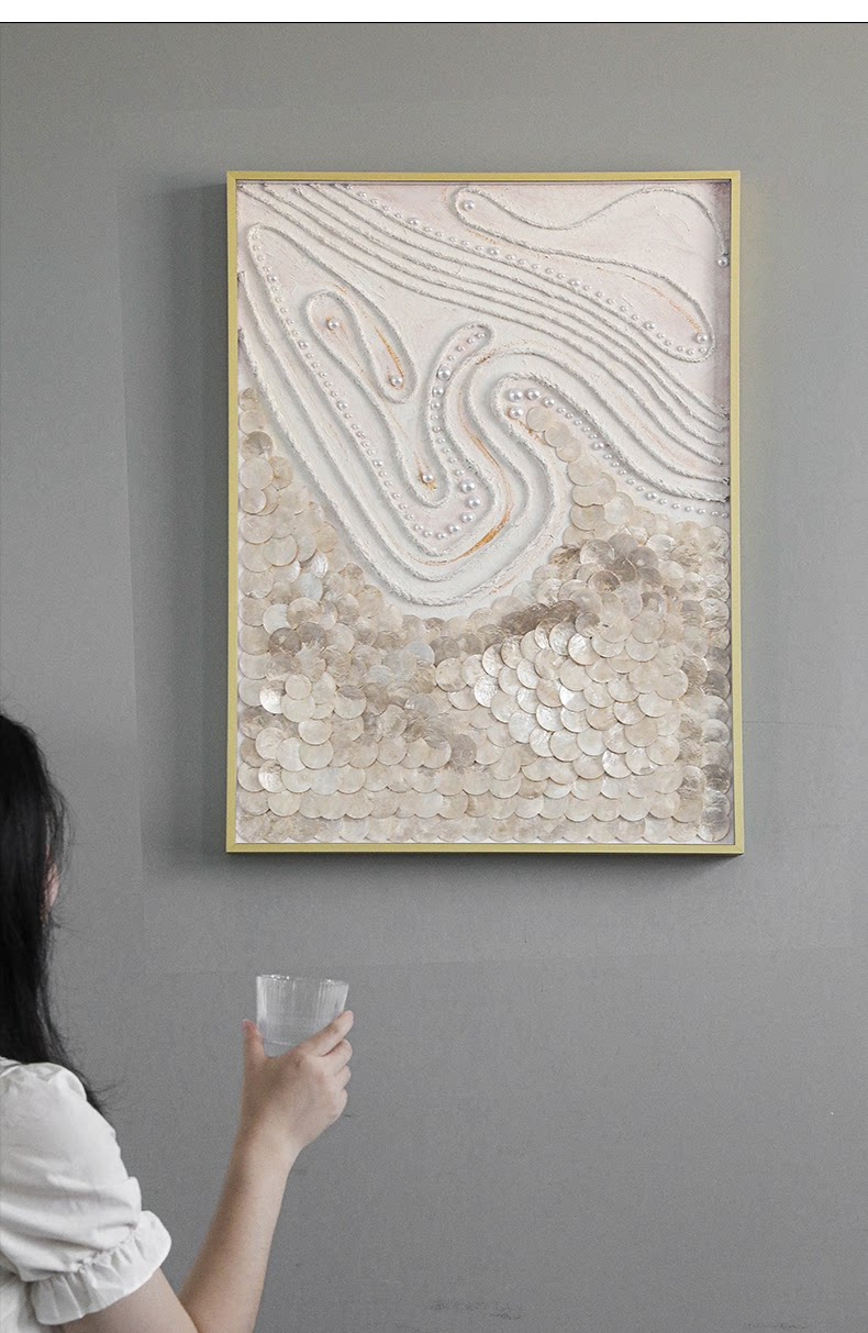 Abstract Acrylic & Capiz Shell Wall Art - 3D Ocean Painting