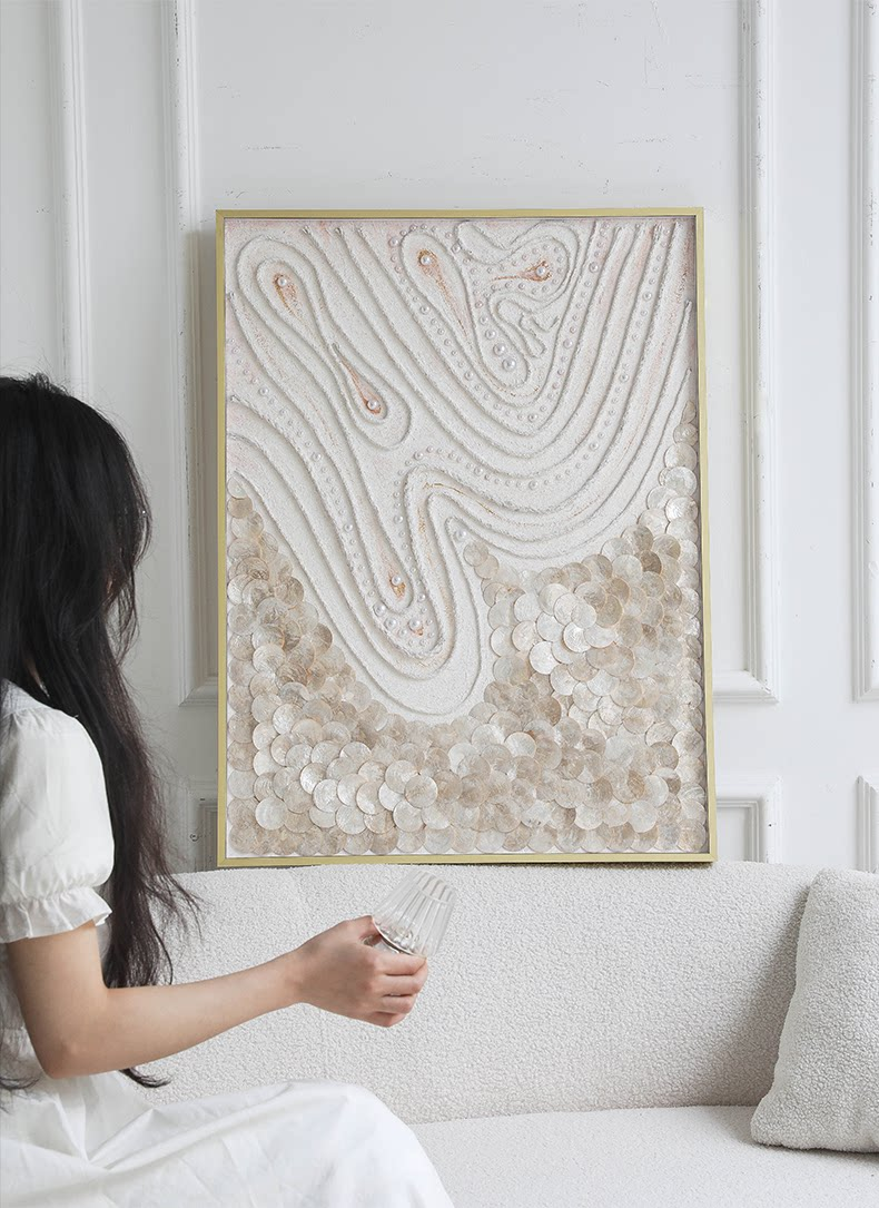 Abstract Acrylic & Capiz Shell Wall Art - 3D Ocean Painting