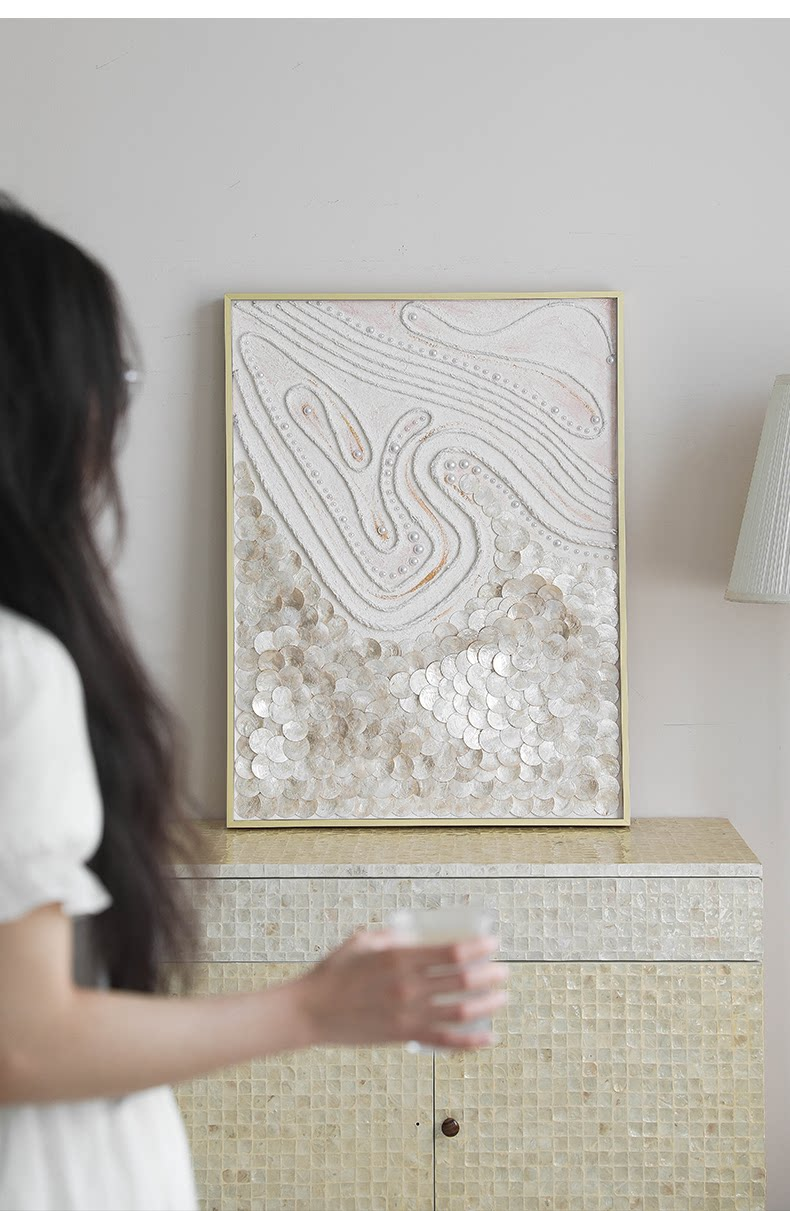 Abstract Acrylic & Capiz Shell Wall Art - 3D Ocean Painting