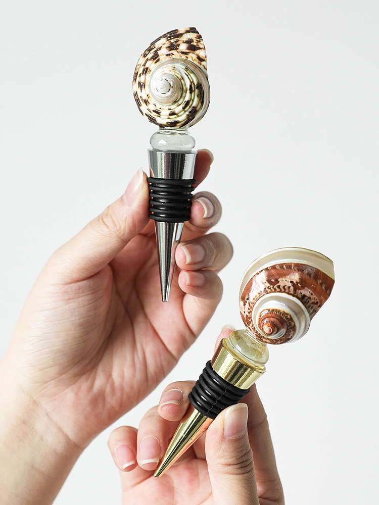 Zebra Conch Wine Bottle Stoppers - Set of 2