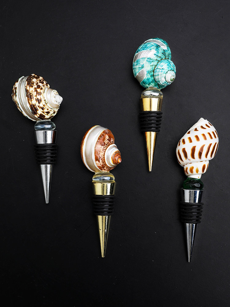 Green Conch Wine Bottle Stoppers - Set of 2