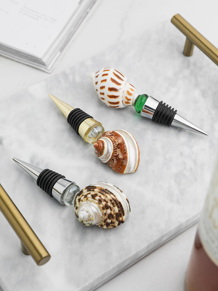 Zebra Conch Wine Bottle Stoppers - Set of 2
