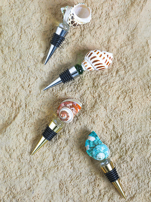 Zebra Conch Wine Bottle Stoppers - Set of 2