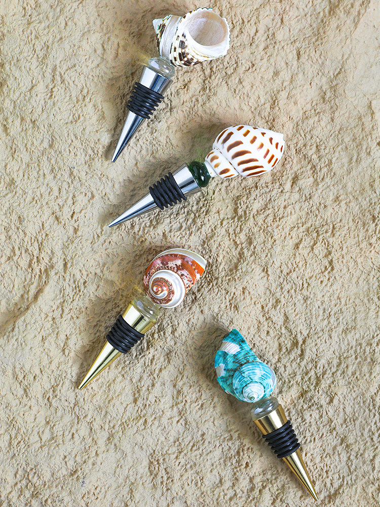 Green Conch Wine Bottle Stoppers - Set of 2
