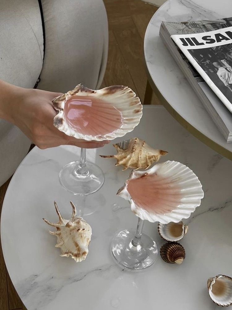 Pink Conch Shell Martini Glasses - Set of 2