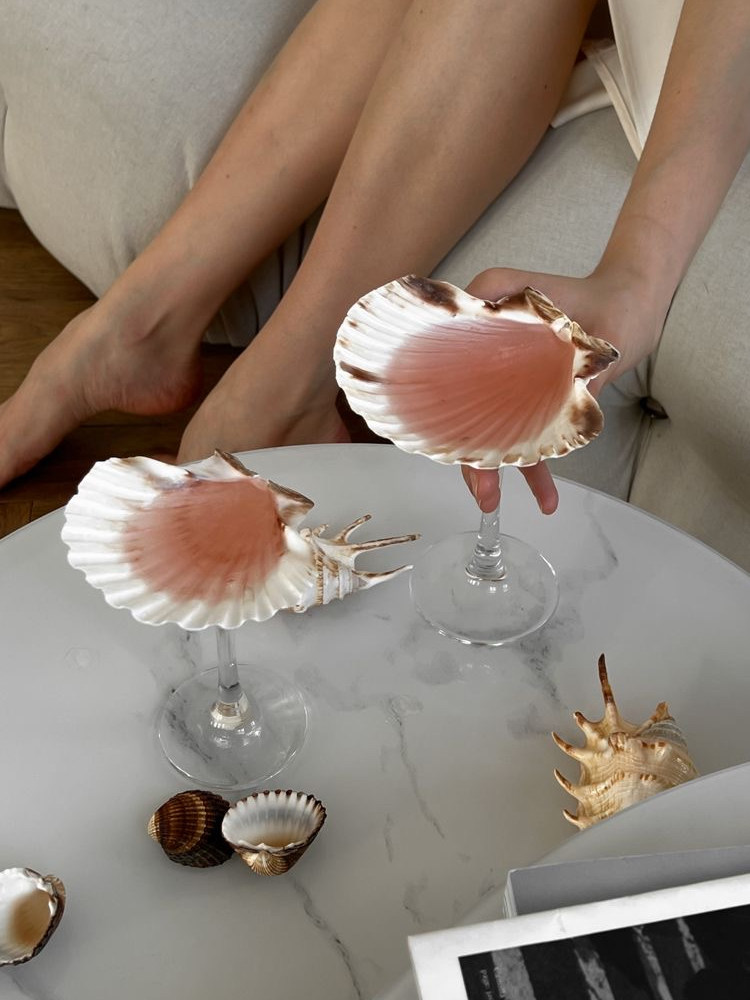 Pink Conch Shell Martini Glasses - Set of 2