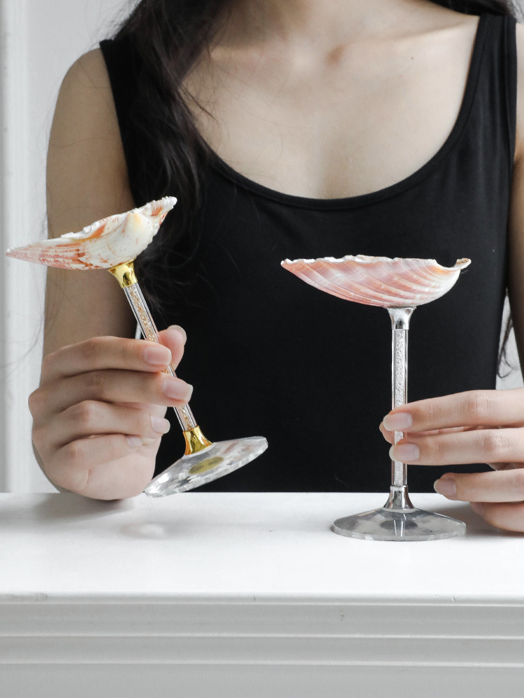 Pink Conch Shell Martini Glasses - Set of 2