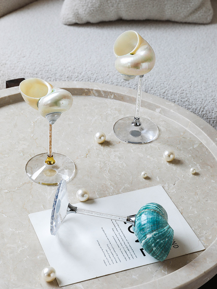 Green Conch Shell Wine Glasses - Set of 2